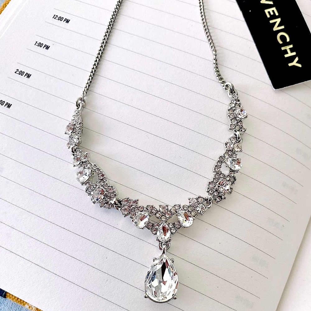 Givenchy Silver-tone Crystal Cluster Necklace